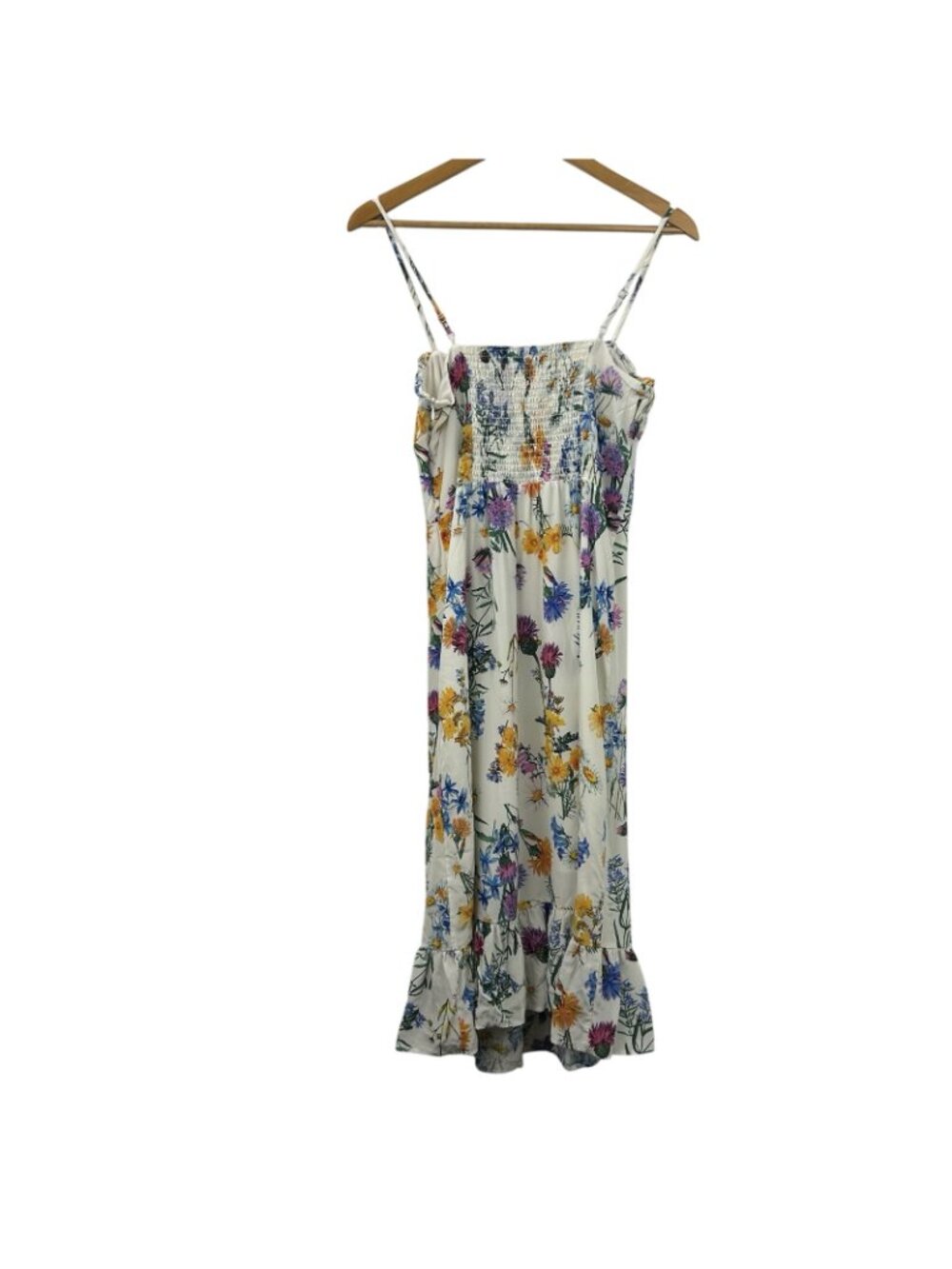 Amour Vert Floral Print Sleeveless Mini Dress Womens Small 100% Silk Ruffled Hem - Picture 2 of 16